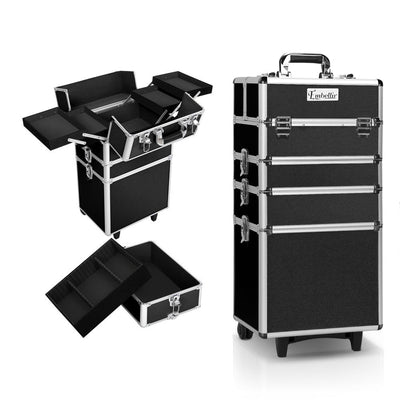 NNEDSZ 7 in 1 Portable Cosmetic Beauty Makeup Trolley - Black-0