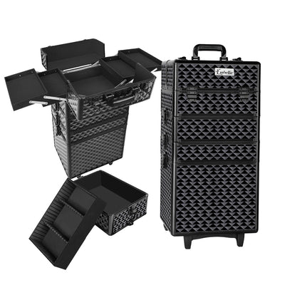 NNEDSZ 7 in 1 Portable Cosmetic Beauty Makeup Trolley - Diamond Black-0