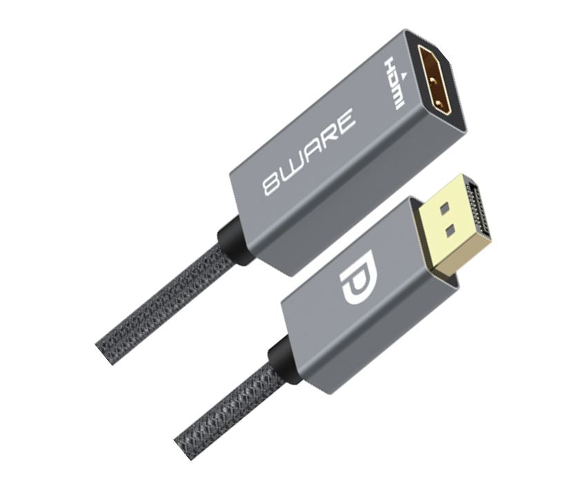 8ware DisplayPort DP to HDMI Adapter Converter Cable 15cm - Male to Female 1080P Gold-Plated for PC/Laptop to