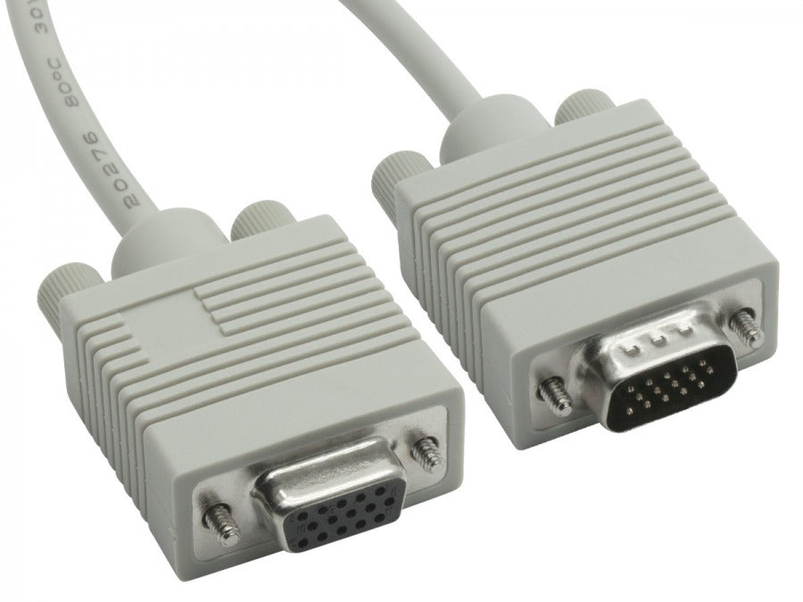 8ware VGA Extension Cable 3m - 15 pins Male to 15 pins Female for Monitor PC Molded Type Grey