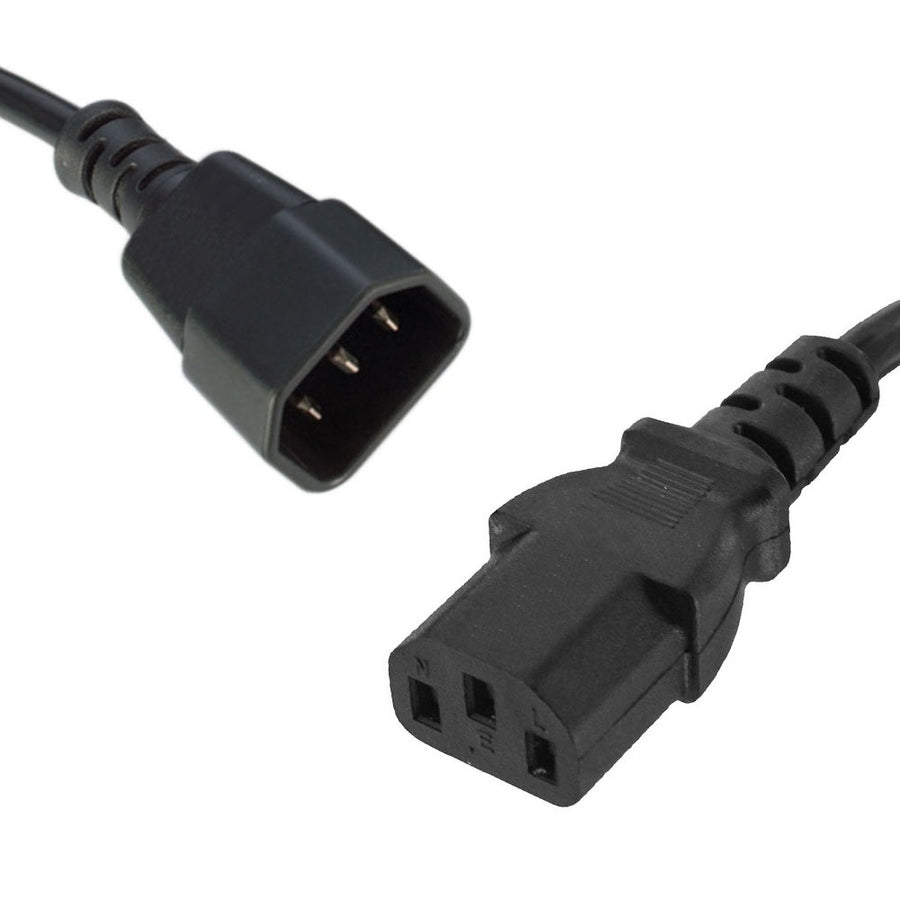 8ware Power Cable Extension Cord 2m IEC C14 to C13 Male to Female for Monitor to PC or PC/UPS to Device