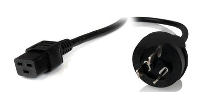 8ware Power Cable 2m 3-Pin AU to IEC C19 Male to Female 10A Electrical Safety Black