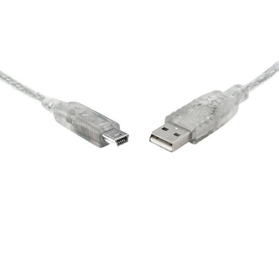 8ware USB 2.0 Cable 1m A to Mini-USB B Male to Male Transparent