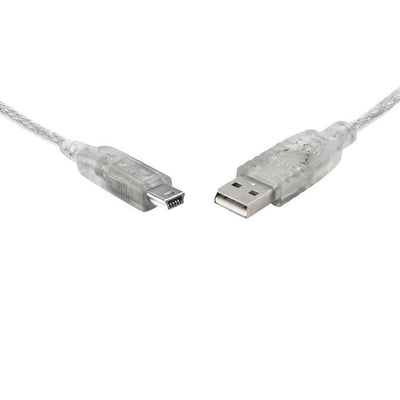 8ware USB 2.0 Cable 3m A to B 5-pin Mini Transparent Metal Sheath UL Approved