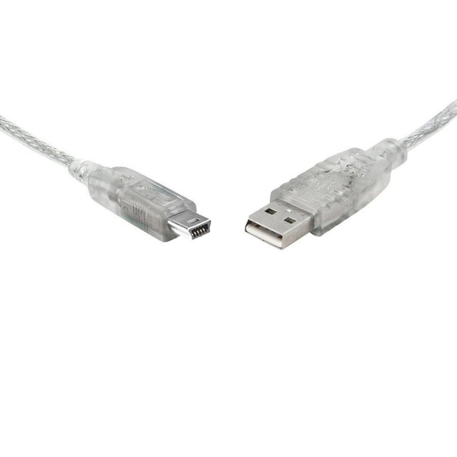 8ware USB 2.0 Cable 3m A to B 5-pin Mini Transparent Metal Sheath UL Approved