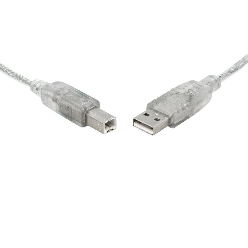 8ware USB 2.0 Cable 5m Type A to B Male to Male Printer Cable for HP Canon Dell Brother Epson Xerox Transparent