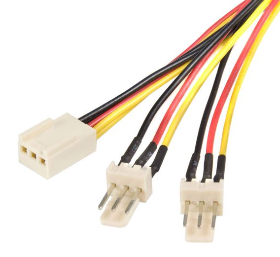 Astrotek Fan Power Cable 20cm - 2x3pin Male to 3 pins Female - for Computer PC Cooler Extension Connectors Black