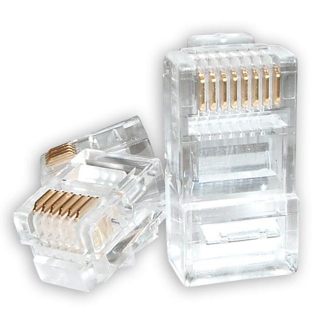 Astrotek RJ45 Jack Connector Modular Plug Crimp 8P8C CAT5e LAN Network Ethernet Head 2 Prong Blade 3u" Transparent