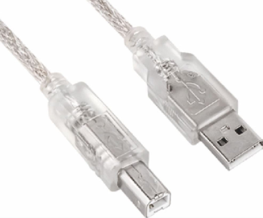 Astrotek USB 2.0 Printer Cable 2m - Type A Male to Type B Male Transparent Colour for HP Canon Epson Brother Xerox