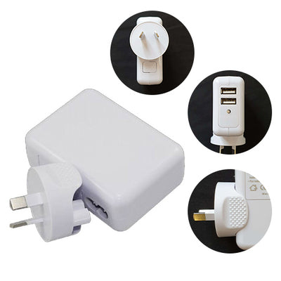 Astrotek USB Travel Wall Charger AU Power Adapter Plug 5V 2.1A 100V-240V 2 Ports White Colour for iPhone Samsung