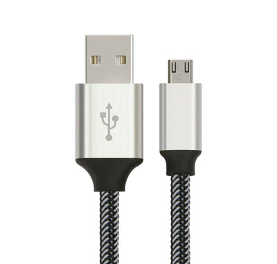 Astrotek 1m Micro USB Data Sync Charger Cable Cord Silver White Color for Samsung HTC Motorola Nokia Kndle Android