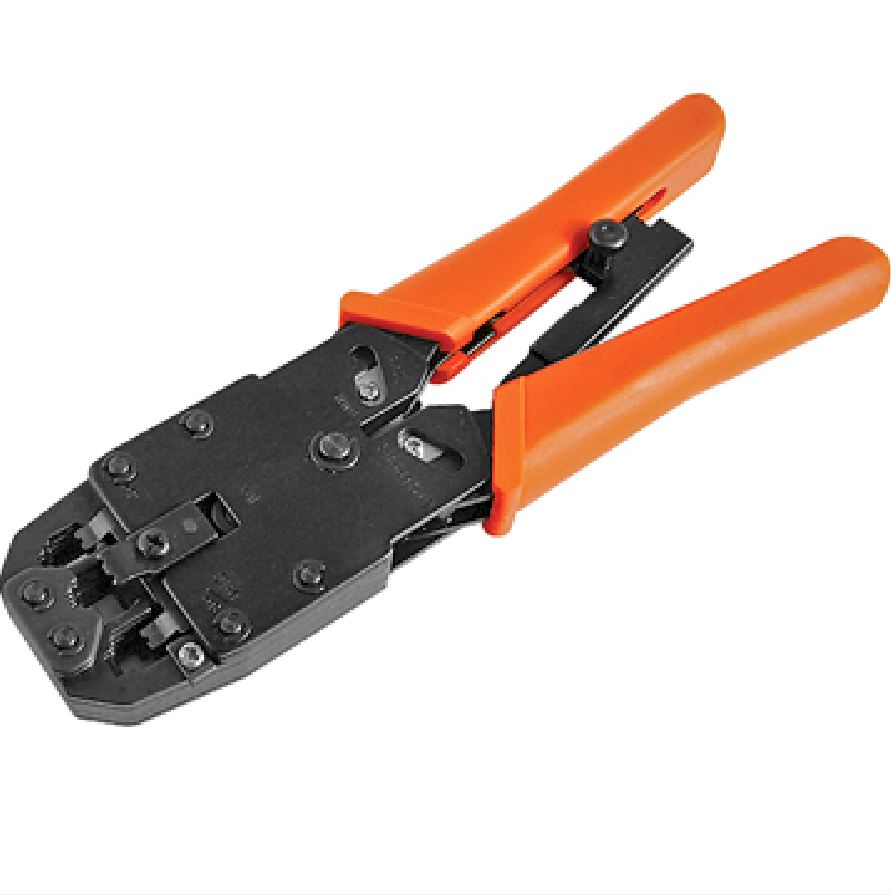 Astrotek 8 pins RJ-45 6 pins RJ-12 4 pins RJ-11 Crimper Cut Strip Crimping Tool Kit with Ratchet Orange Colour
