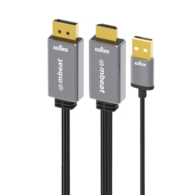 MBEAT® Tough Link 1.8m HDMI to DisplayPort Cable with USB Power 4K@60Hz (3840×2160)