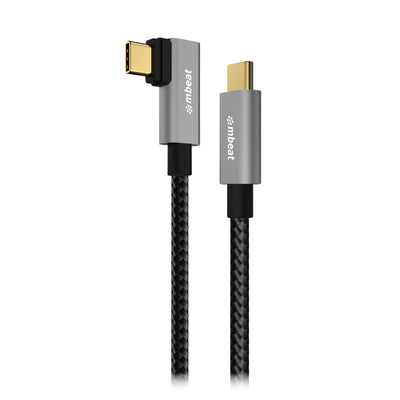 MBEAT® Tough Link 1.8m L-Shape USB 3.2 Gen2 USB-C Cable - Space Grey Data Transfer Rate: Maximum 10Gbps Video