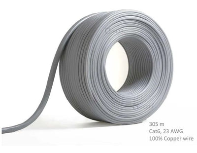 8ware Network Cable Cat6 305m Roll Un-shielded twisted pair UTP 23AWG PVC solid pure 0.56mm copper wire Grey