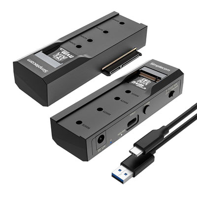 Simplecom SA536 USB to M.2 and SATA 2-IN-1 Adapter for 2.5"/3.5" HDD & NVMe/SATA M.2 SSD with Power Supply USB 3.2