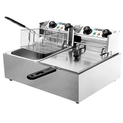 NNEDSZ Electric Twin Deep Fryer - Silver-0