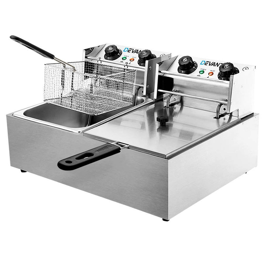 NNEDSZ Electric Twin Deep Fryer - Silver-0