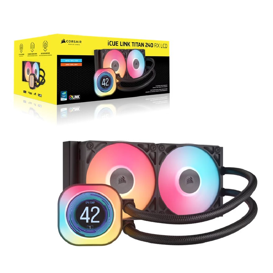 Corsair iCUE LINK Titan 240 RX LCD Liquid CPU Cooler - Black: 73.5 CFM