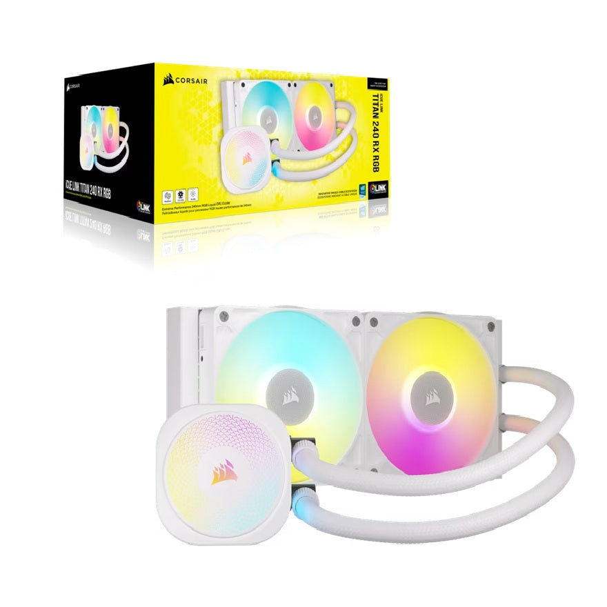 Corsair iCUE LINK Titan 240 RX RGB AIO Liquid CPU Cooler - White