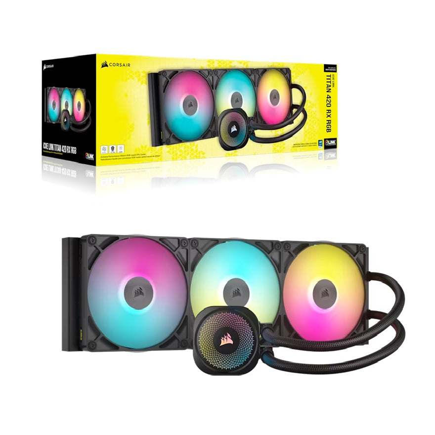 Corsair iCUE LINK Titan 420 RX RGB AIO Liquid CPU Cooler - Black: 94.7 CFM