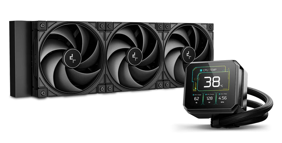 DEEPCOOL SPARTACUS 360 Fully Customisable 6th Gen Liquid Cooler with Silent Ring Fans， 3.4" LCD