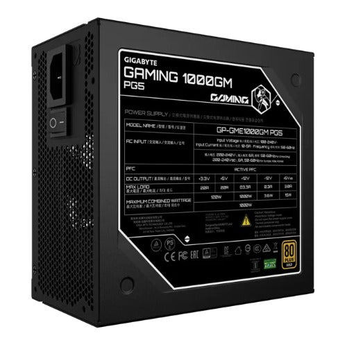 Gigabyte Gaming 1000GM PG5 1000W 80+ Gold ATX 3.1 PSU PCIe 5.0 16pin full modular 135mm fan OVP OPP SCP UVP OCP