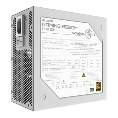 Gigabyte Gaming 850GM PG5 ICE 850W 80+ Gold ATX 3.1 PSU PCIe5 16pin FM 135mm fan 2xEPS 4xPCIe 8xSATA OVP OPP SCP