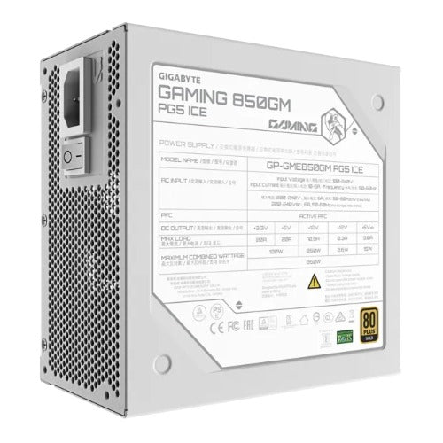 Gigabyte Gaming 850GM PG5 ICE 850W 80+ Gold ATX 3.1 PSU PCIe5 16pin FM 135mm fan 2xEPS 4xPCIe 8xSATA OVP OPP SCP