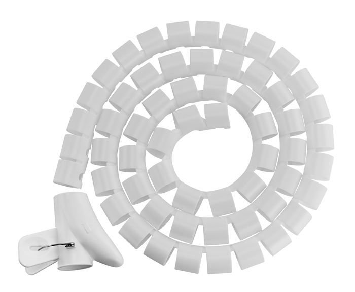 Brateck 30mm/1.2" Diameter Coiled Tube Cable Sleeve Material Polyethylene(PE) Dimensions 1000x30mm - White (LS)