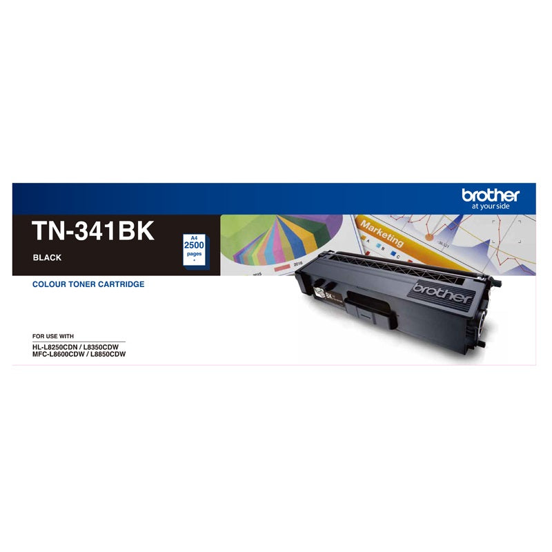 Brother TN-341BK Colour Laser-Standard Yield Black Toner to suit HL-L8250CDN/8350CDW MFC-L8600CDW/L8850CDW