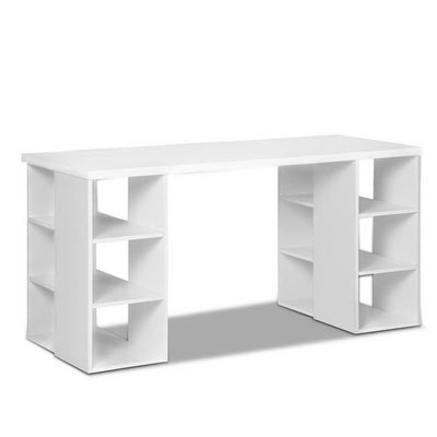 NNEDSZ 3 Level Desk with Storage & Bookshelf - White-0