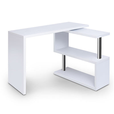 NNEDSZ Rotary Corner Desk with Bookshelf - White-0