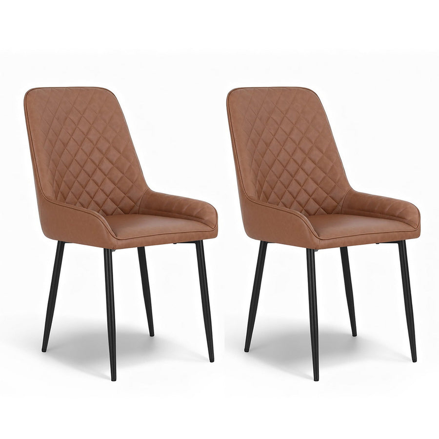 Artiss 2x Dining Chairs Retro PU Leather Kitchen Lounge Cafe Accent Chair Brown-0