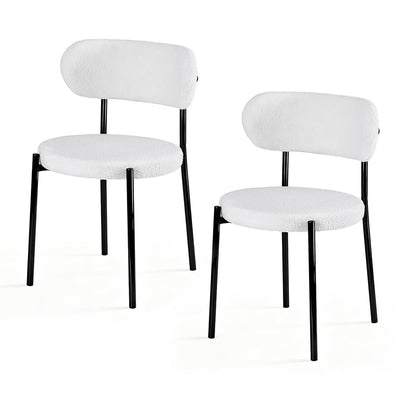 Artiss Dining Chairs Set of 2 Sherpa Boucle White-0