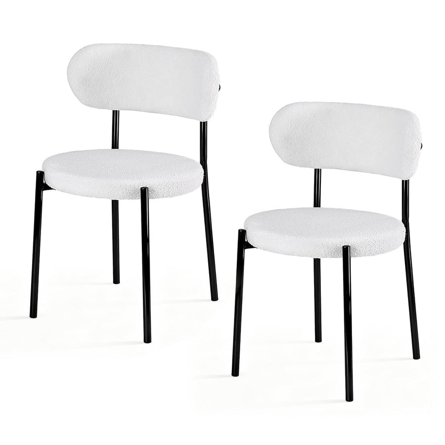Artiss Dining Chairs Set of 2 Sherpa Boucle White-0