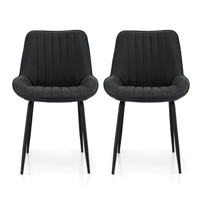 Artiss 2x Dining Chairs Retro PU Leather Kitchen Lounge Cafe Accent Chair Black-0