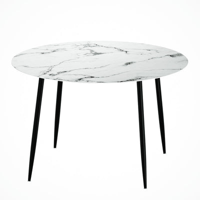 NNEDSZ Artiss Dining Table Round Marble Effect 110CM-0