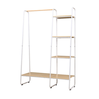 NNEDSZ Closet Storage Rack Clothes Hanger Shelf Garment Rail Stand Wardrobe Organiser White-0