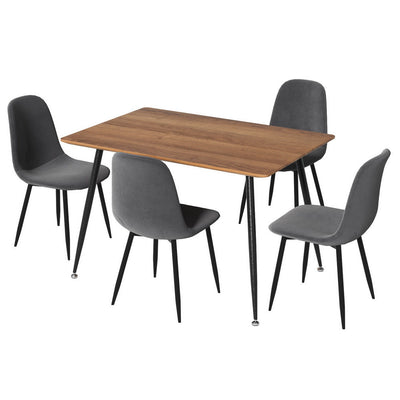 NNEDSZ 1 Artiss Dining Table and 4 Chairs Set Grey Metal-0