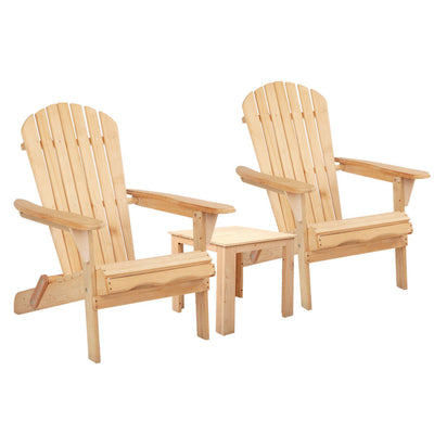 NNEDSZ 3 Piece Wooden Outdoor Beach Chair and Table Set-0