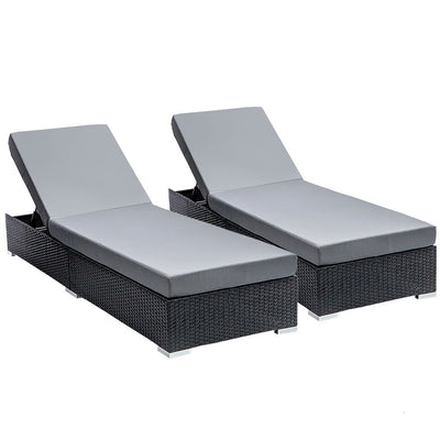 NNEDSZ Sun Lounge Wicker Lounger Outdoor Furniture Rattan Garden Day Bed Sofa Black-0
