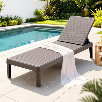 Gardeon Sun Lounge Adjustable Lounger Patio Outdoor Furniture Lightweight Brown-0