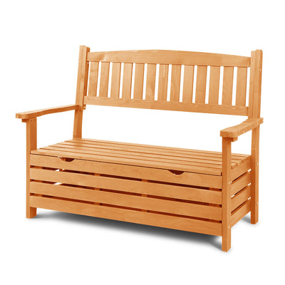 NNEDSZ Outdoor Storage Bench Box Wooden Garden Chair 2 Seat Timber Furniture-0