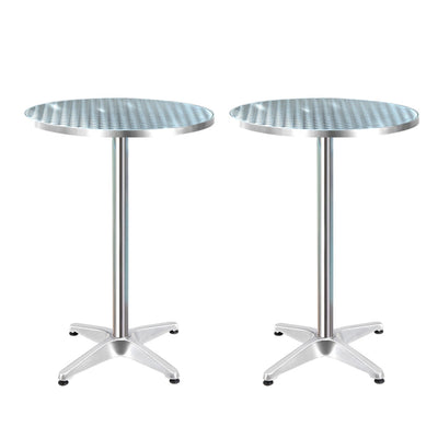 NNEDSZ Gardeon Set of 2 Outdoor Bar Table Aluminium Round 70/110CM-0
