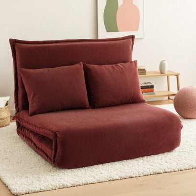 Artiss Floor Lounge Sofa Bed Foldable 2 Seater Orange-0