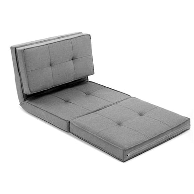 NNEDSZ  Lounge Sofa Floor Couch Chaise Chair Recliner Futon Linen Folding Grey-0