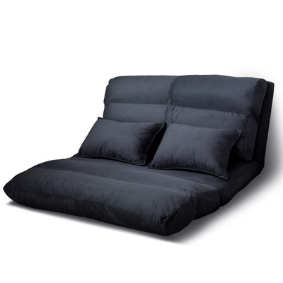 NNEDSZ  Lounge Sofa Bed Floor Recliner Chaise Chair Folding Adjustable Suede-0