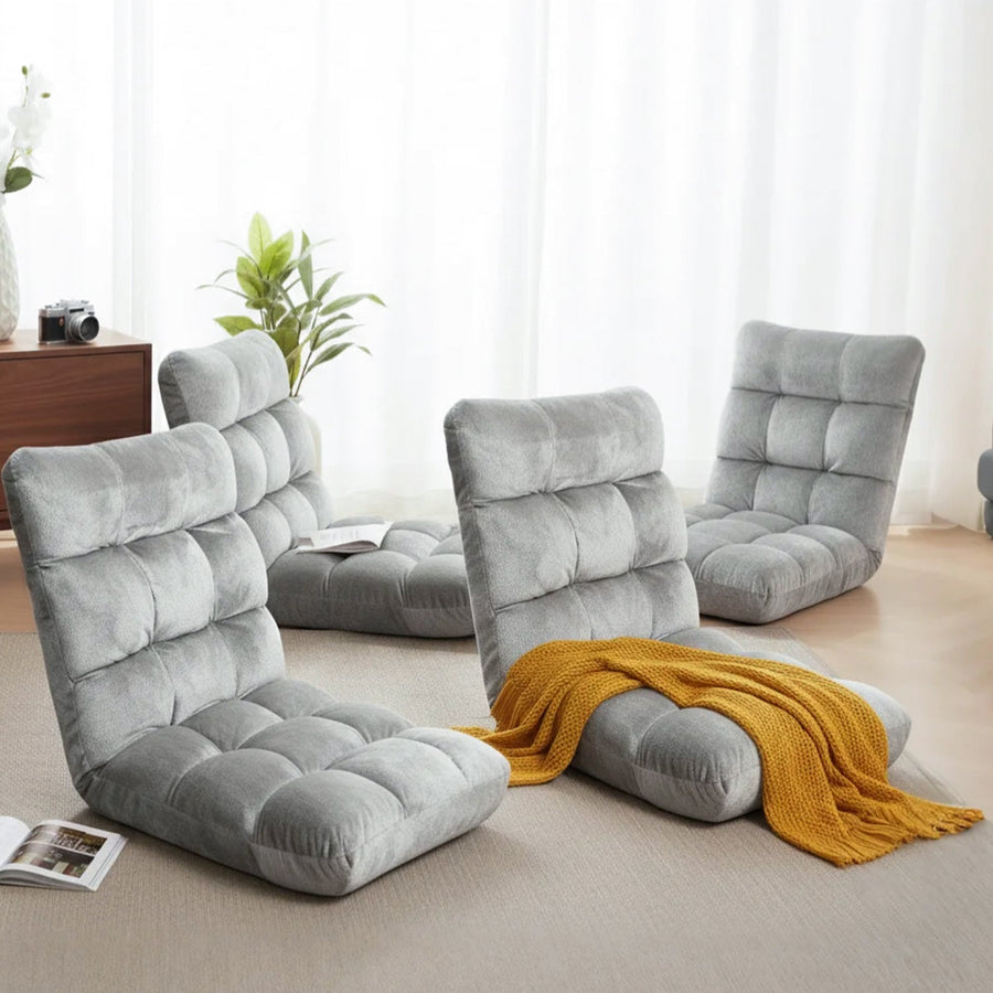Artiss 4X Lounge Sofa Bed Flannel Fabric Grey-0