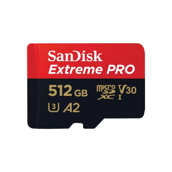 Sandisk Extreme® PRO microSDXC™ UHS-I CARD 512GB Write speeds of up to 140MB/S Great for capturing 4K UHD video